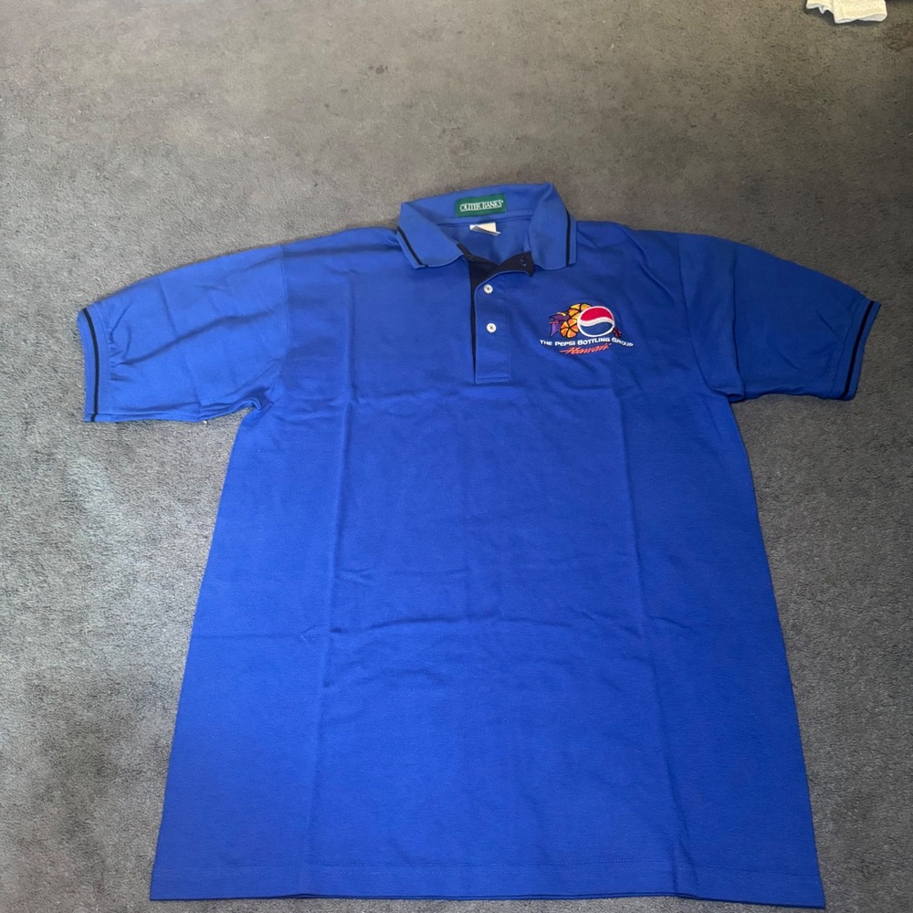 Vintage Outer Banks Pepsi Bottling Group Hawaii Polo Shirt Mens Large Blu